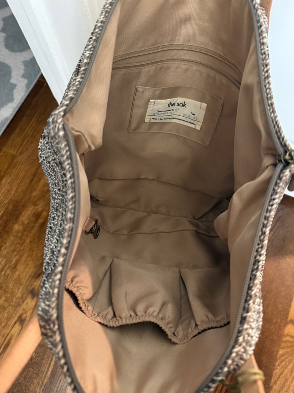 NWOT the sak Faye Large Woven Tote Bag with Tan Leather Handles - Picture 5 of 7